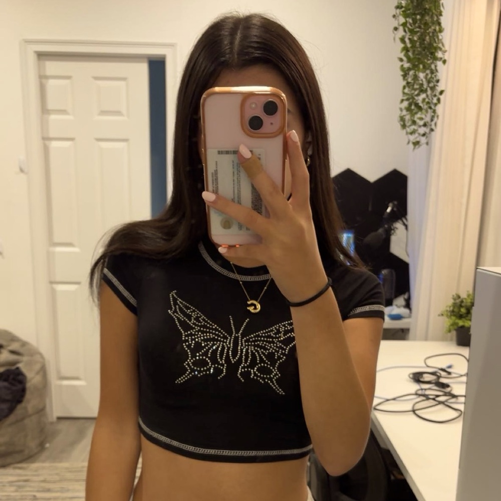 Y2K Black Cropped Top